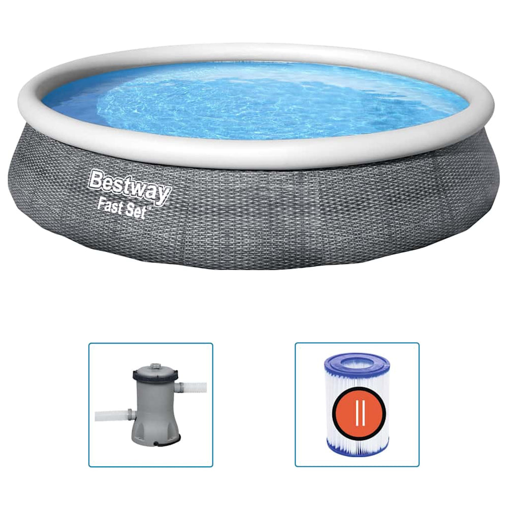Bestway fastset zwembadset met pomp opblaasbaar 396x84 cm