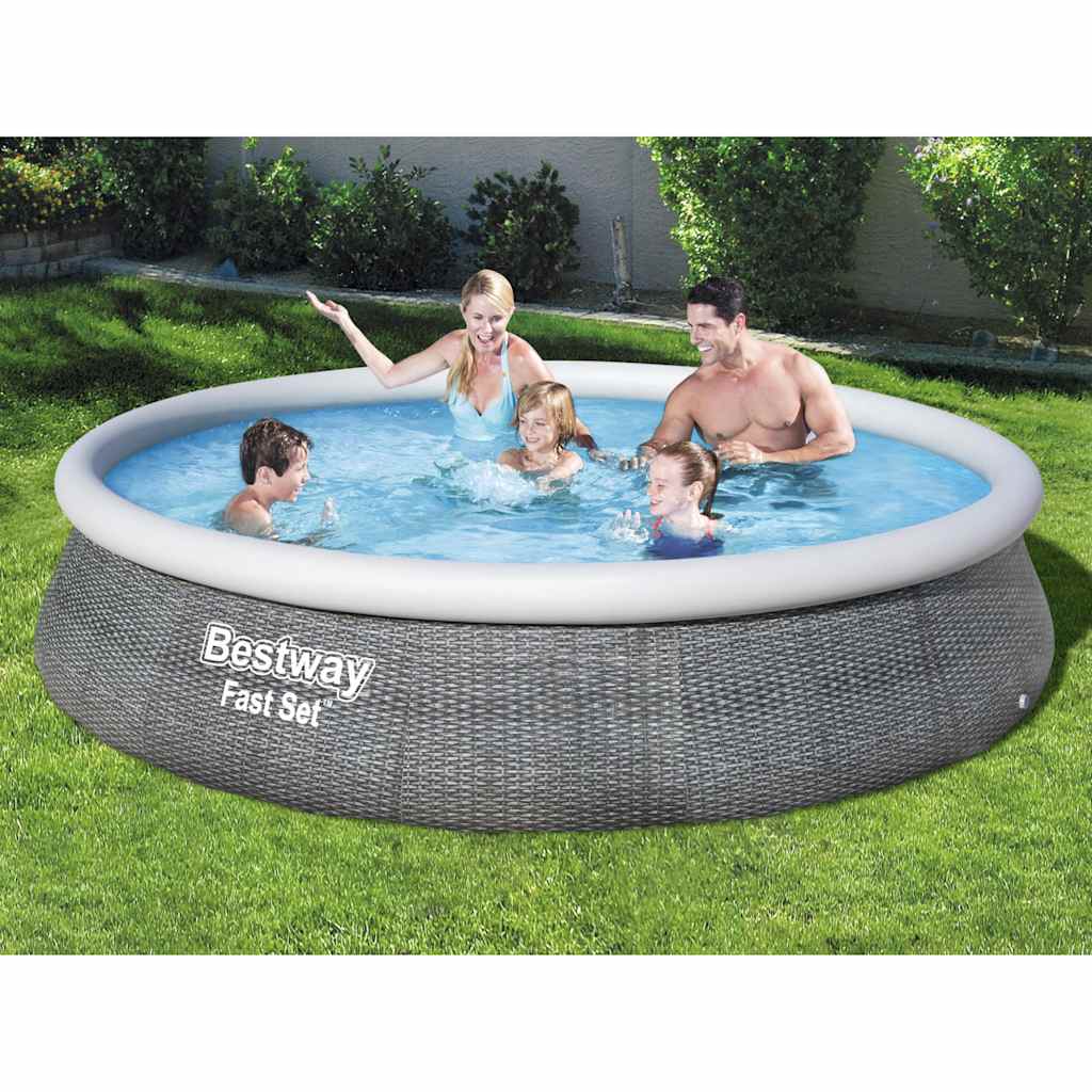Bestway fastset zwembadset met pomp opblaasbaar 396x84 cm