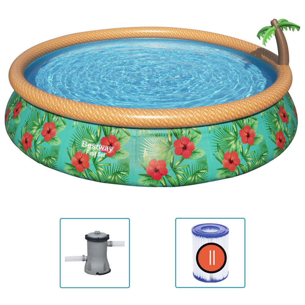Bestway snelset zwembadset paradise palms opblaasbaar 457x84 cm