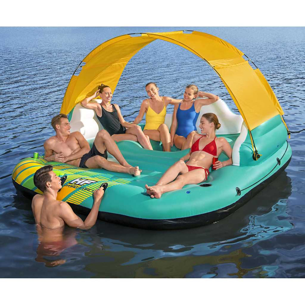 Bestway drijfeiland zonnige lounge 5-persoons opblaasbaar 291x265x83 cm
