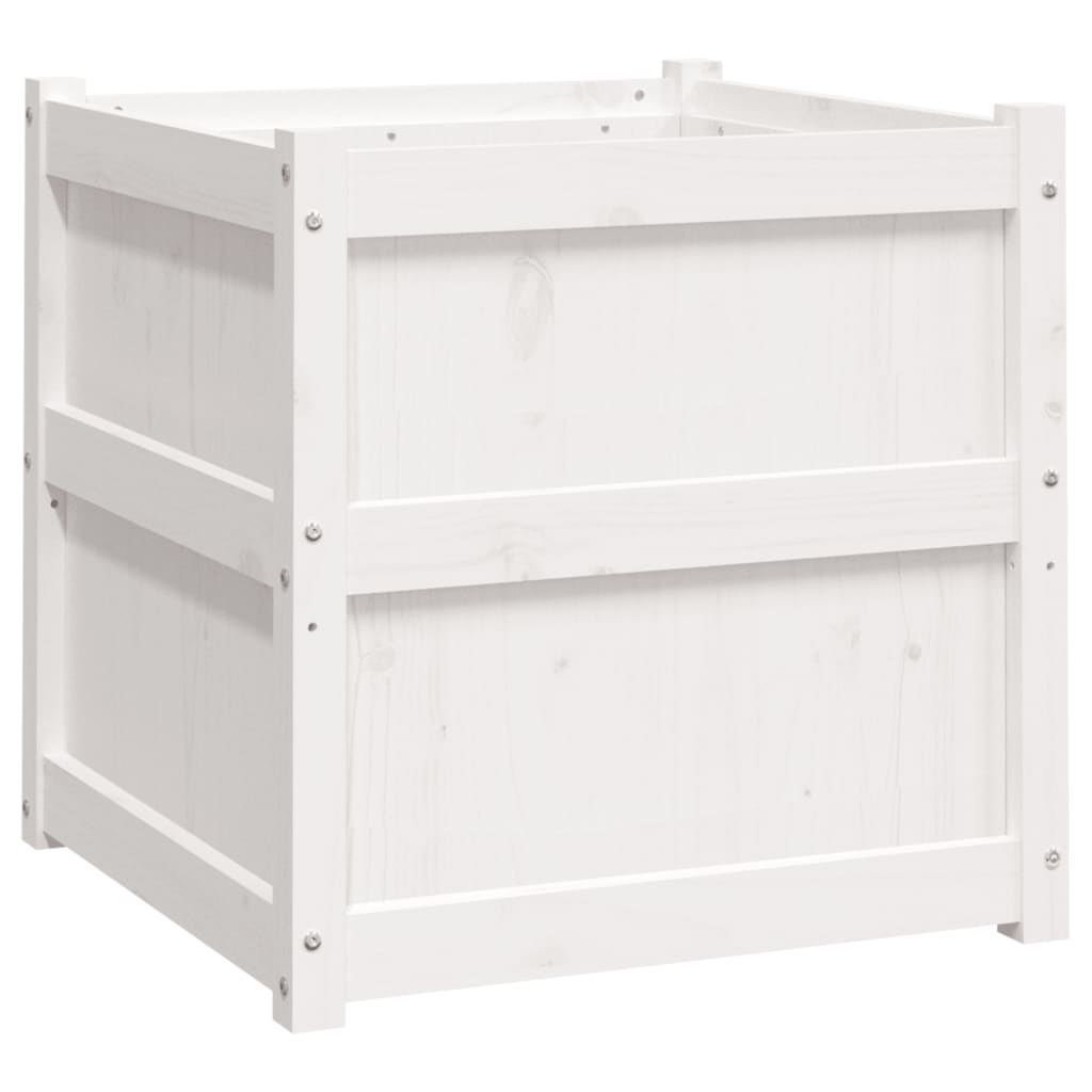 Vidaxl plantenbak 60x60x60 cm massief groenhout wit
