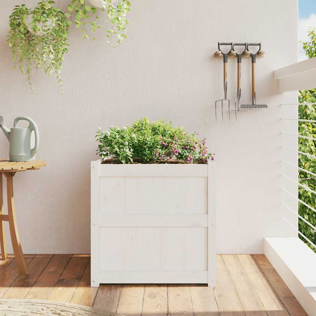 Vidaxl plantenbak 60x60x60 cm massief groenhout wit