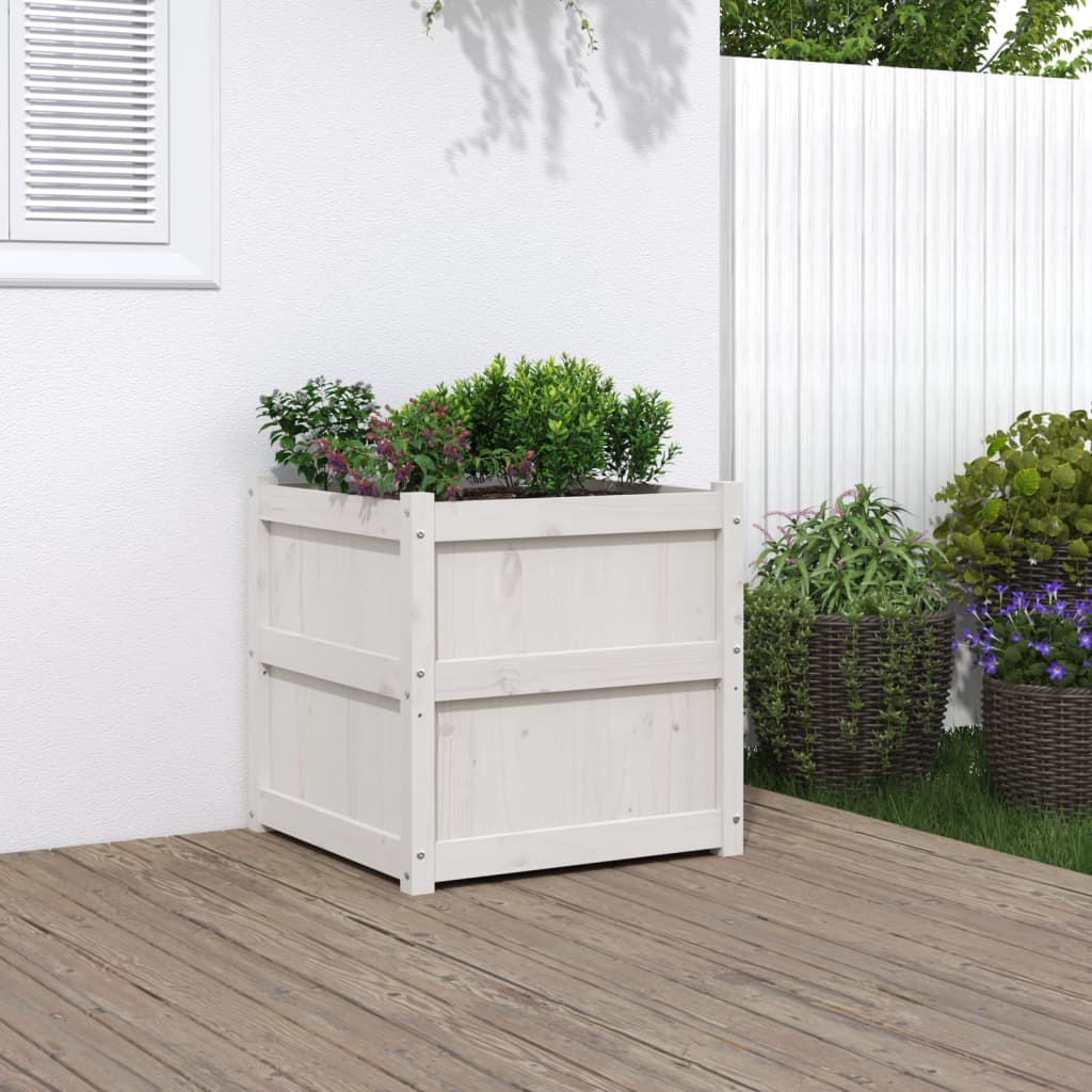 Vidaxl plantenbak 60x60x60 cm massief groenhout wit