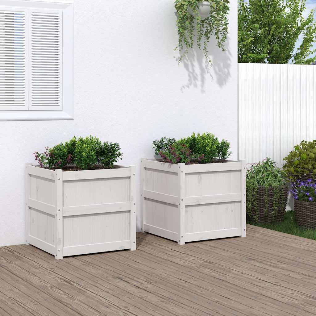 Vidaxl plantenbakken 2 st cm massief groenhout wit