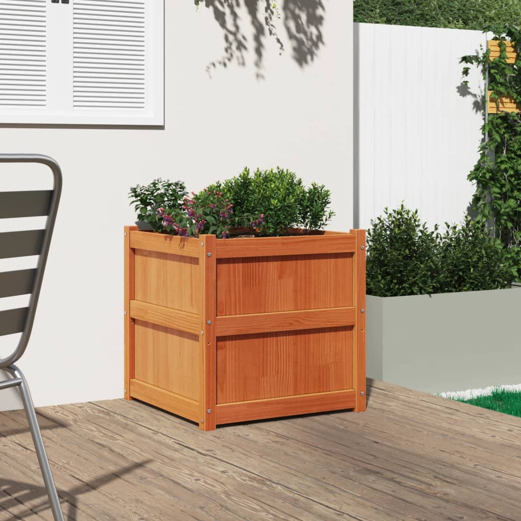 Vidaxl plantenbak 60x60x60 cm massief groenenhout wasbruin