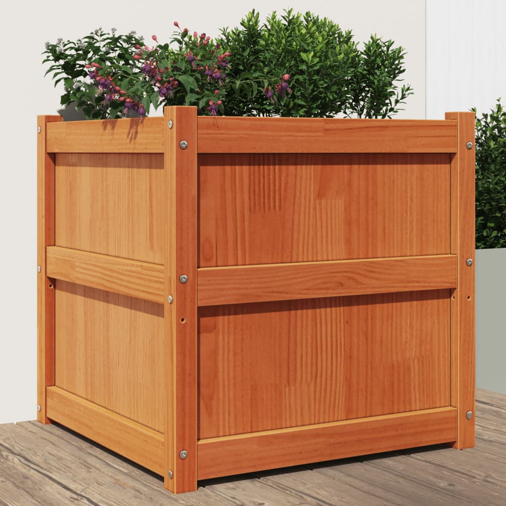 Vidaxl plantenbak 60x60x60 cm massief groenenhout wasbruin