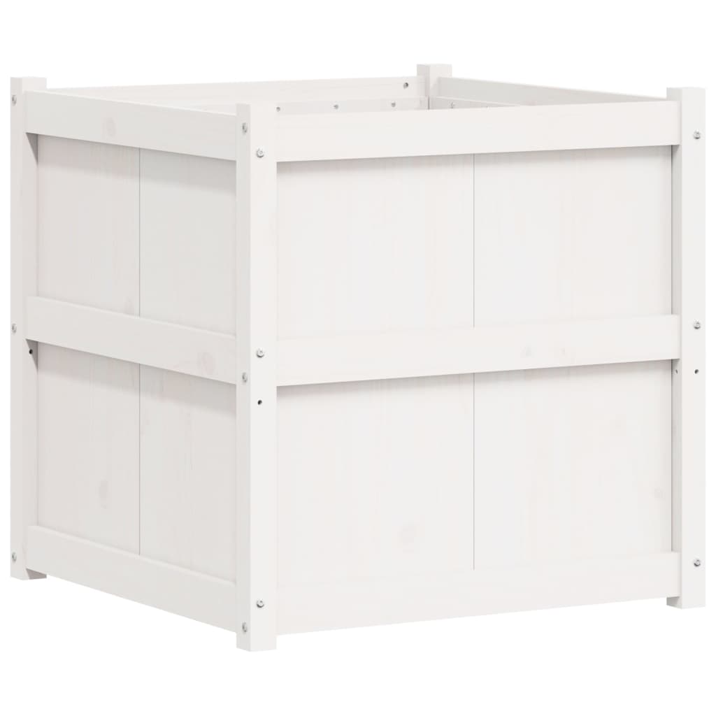 Vidaxl plantenbak 70x70x70 cm massief groenhout wit