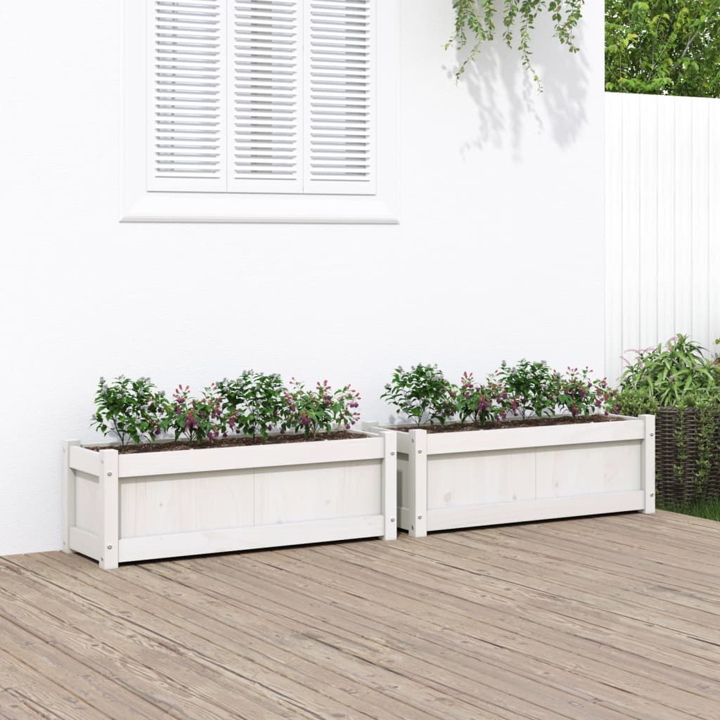 Vidaxl plantenbakken 2 st cm massief groenhout wit