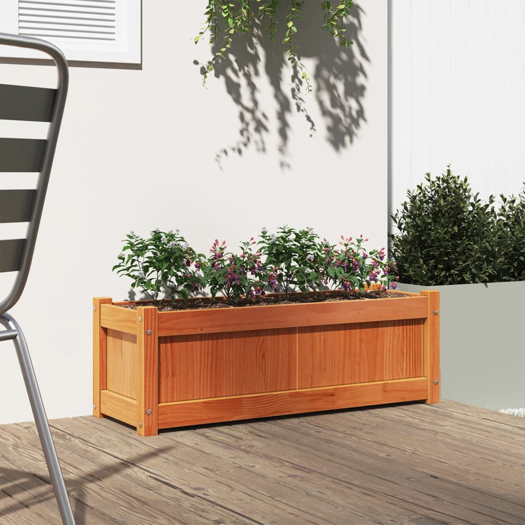 Vidaxl plantenbak 90x31x31 cm massief groenenhout wasbruin