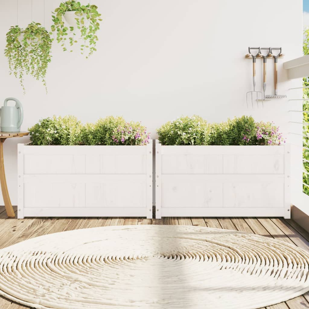 Vidaxl plantenbakken 2 st cm massief groenhout wit