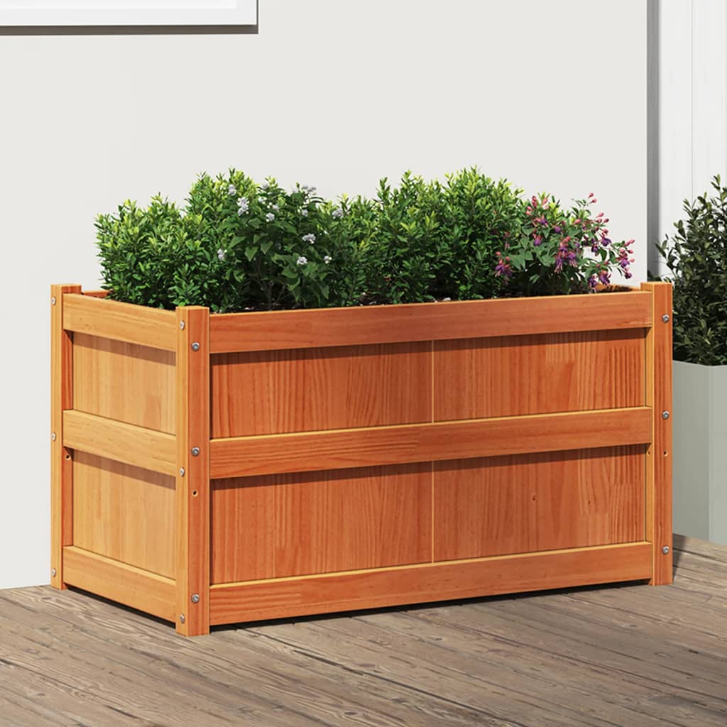 Vidaxl plantenbak 90x50x50 cm massief groenenhout wasbruin