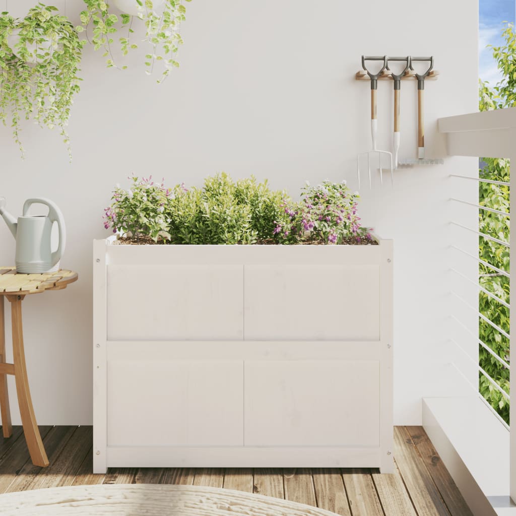 Vidaxl plantenbak 90x50x70 cm massief groenhout wit