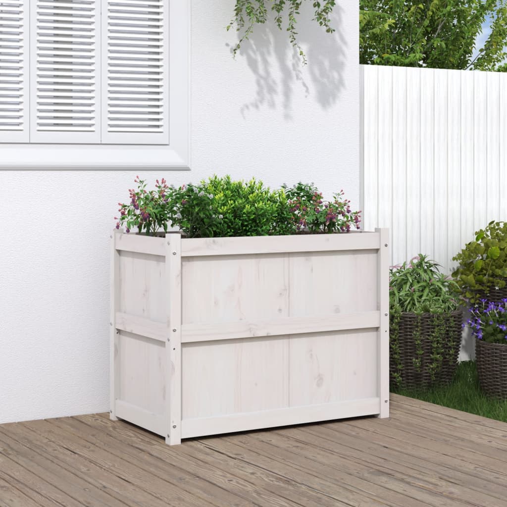 Vidaxl plantenbak 90x50x70 cm massief groenhout wit