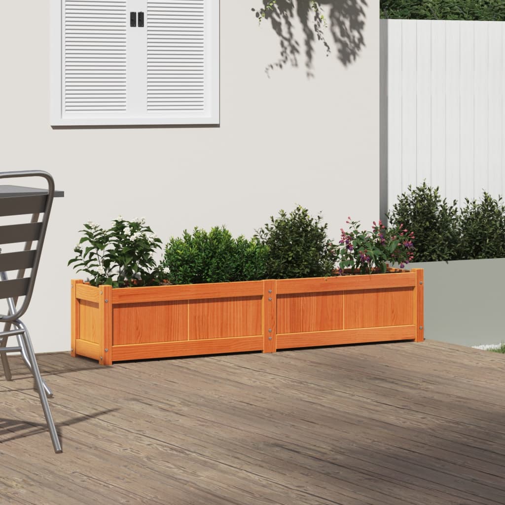 VidaXL Plantenbak 150x31x31 cm massief groenhout wasbruin