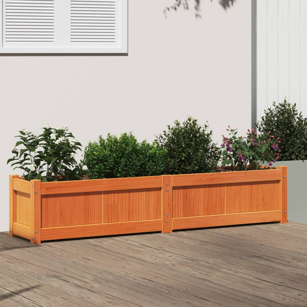 VidaXL Plantenbak 150x31x31 cm massief groenhout wasbruin