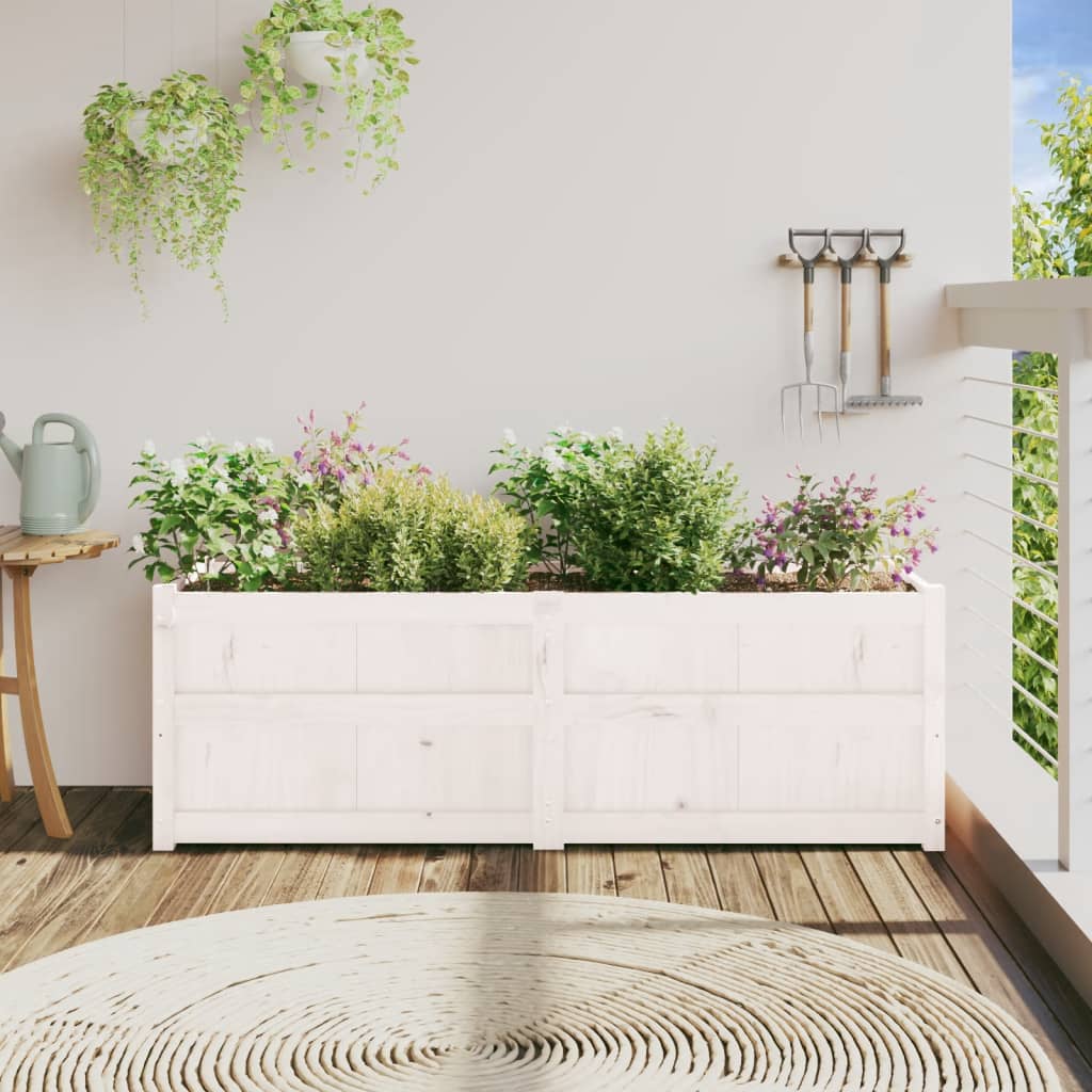 Vidaxl plantenbak 150x50x50 cm massief groenhout wit