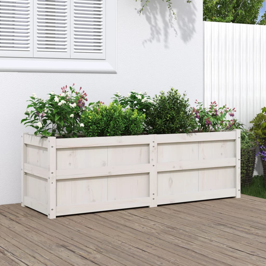 Vidaxl plantenbak 150x50x50 cm massief groenhout wit