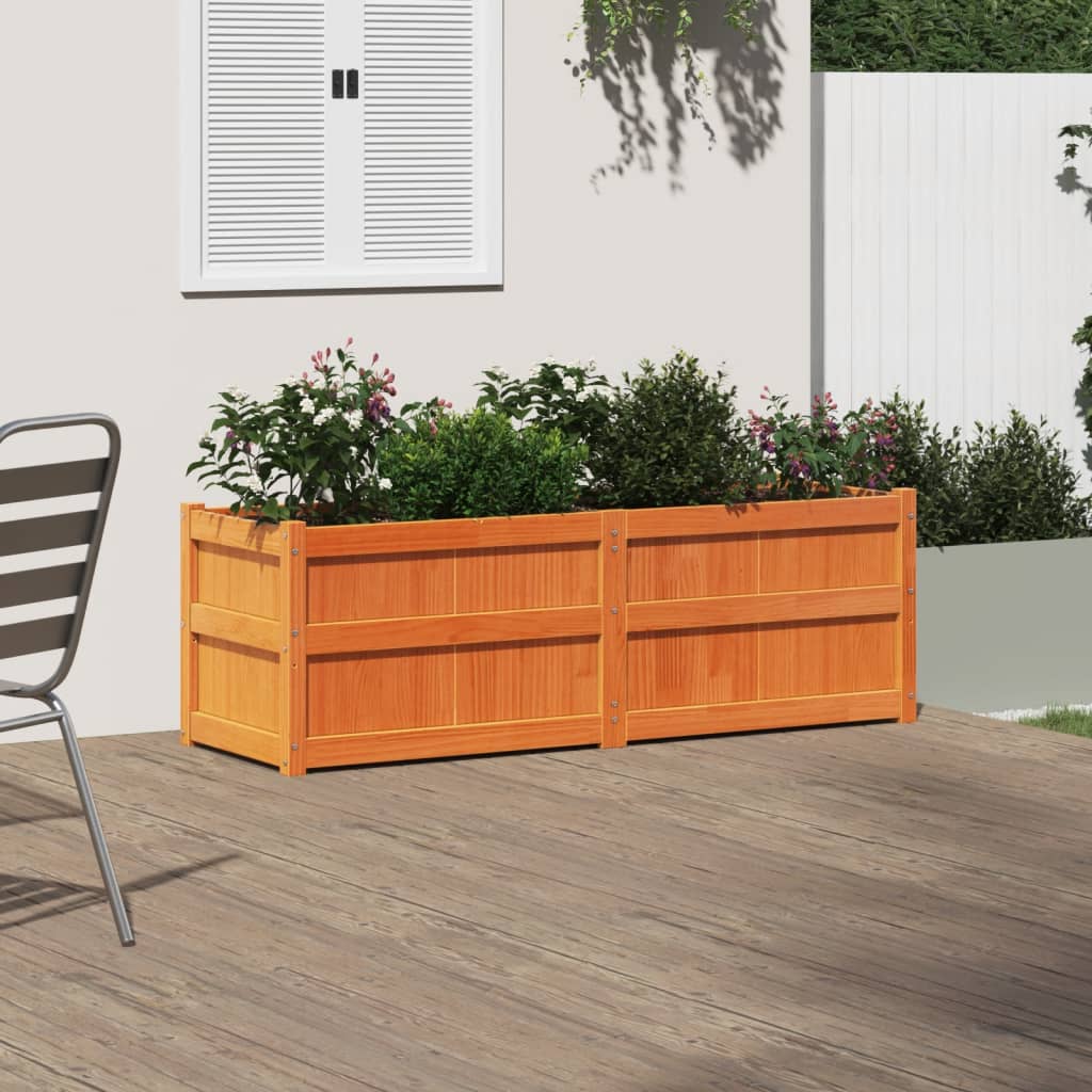 Vidaxl plantenbak 150x50x50 cm massief groenenhout wasbruin