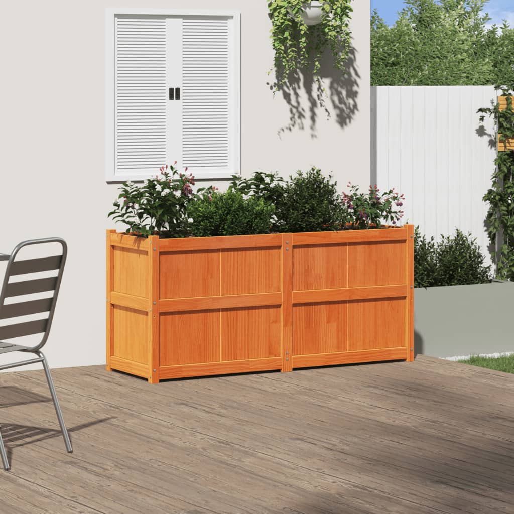 Vidaxl plantenbak 150x50x70 cm massief groenenhout wasbruin