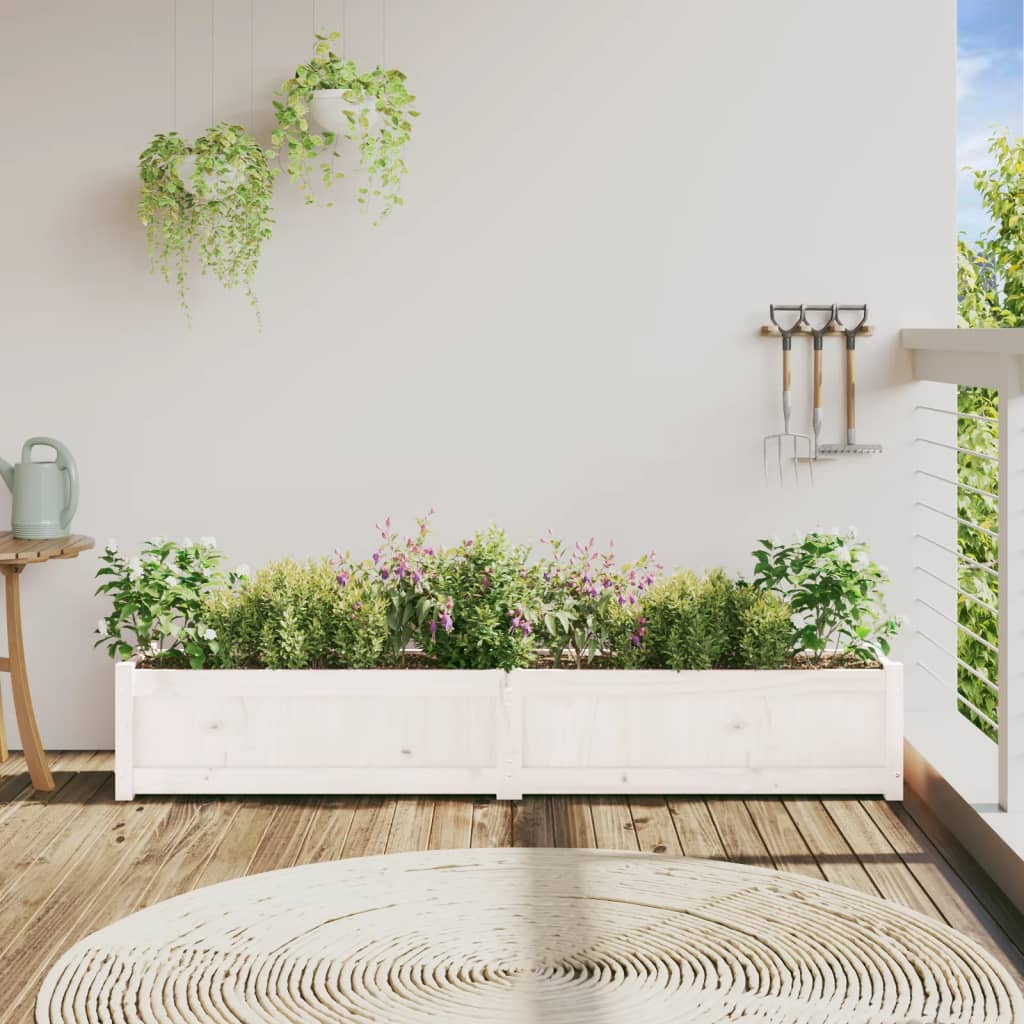 Vidaxl plantenbak 180x31x31 cm massief groenhout wit