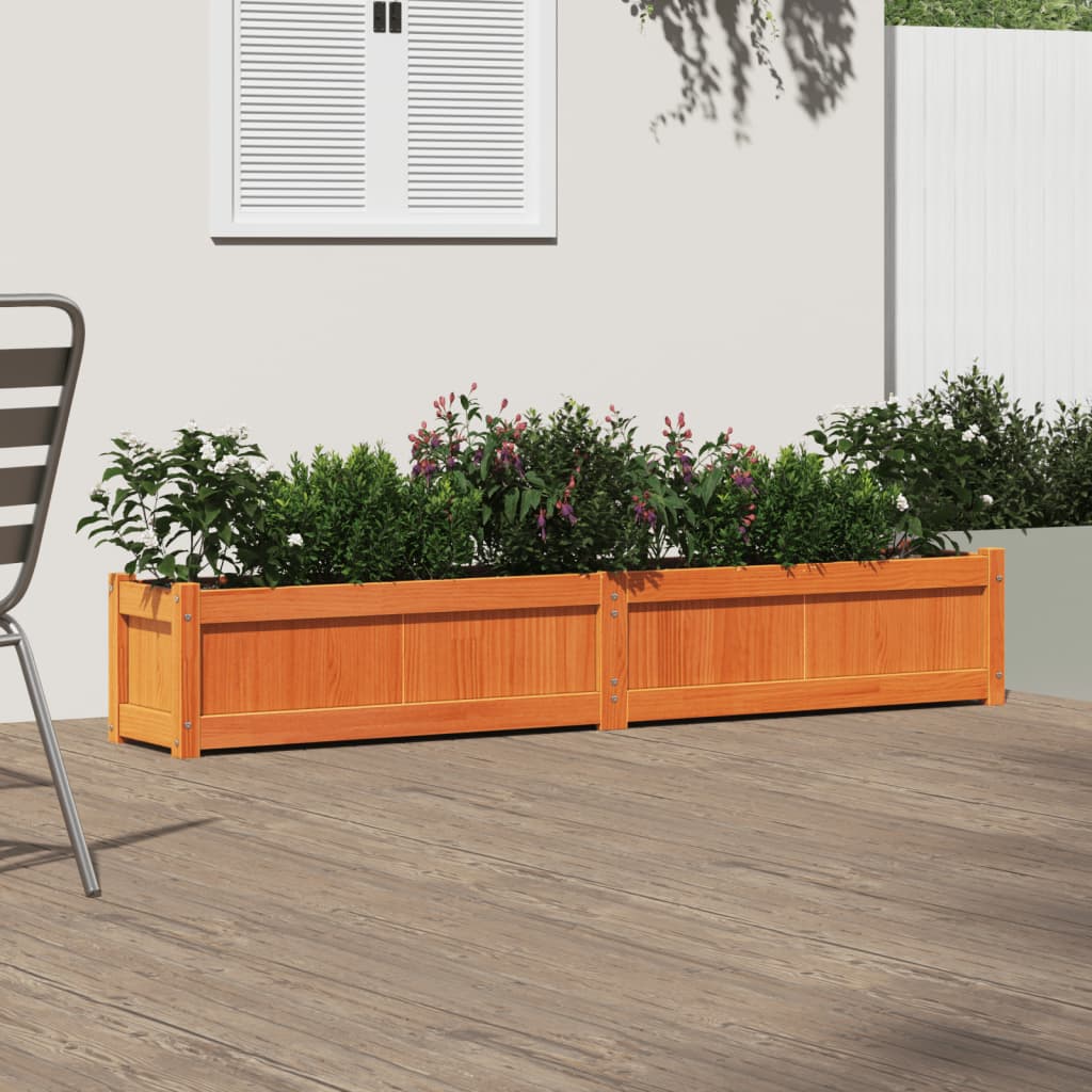 Vidaxl plantenbak 180x31x31 cm massief groenenhout wasbruin