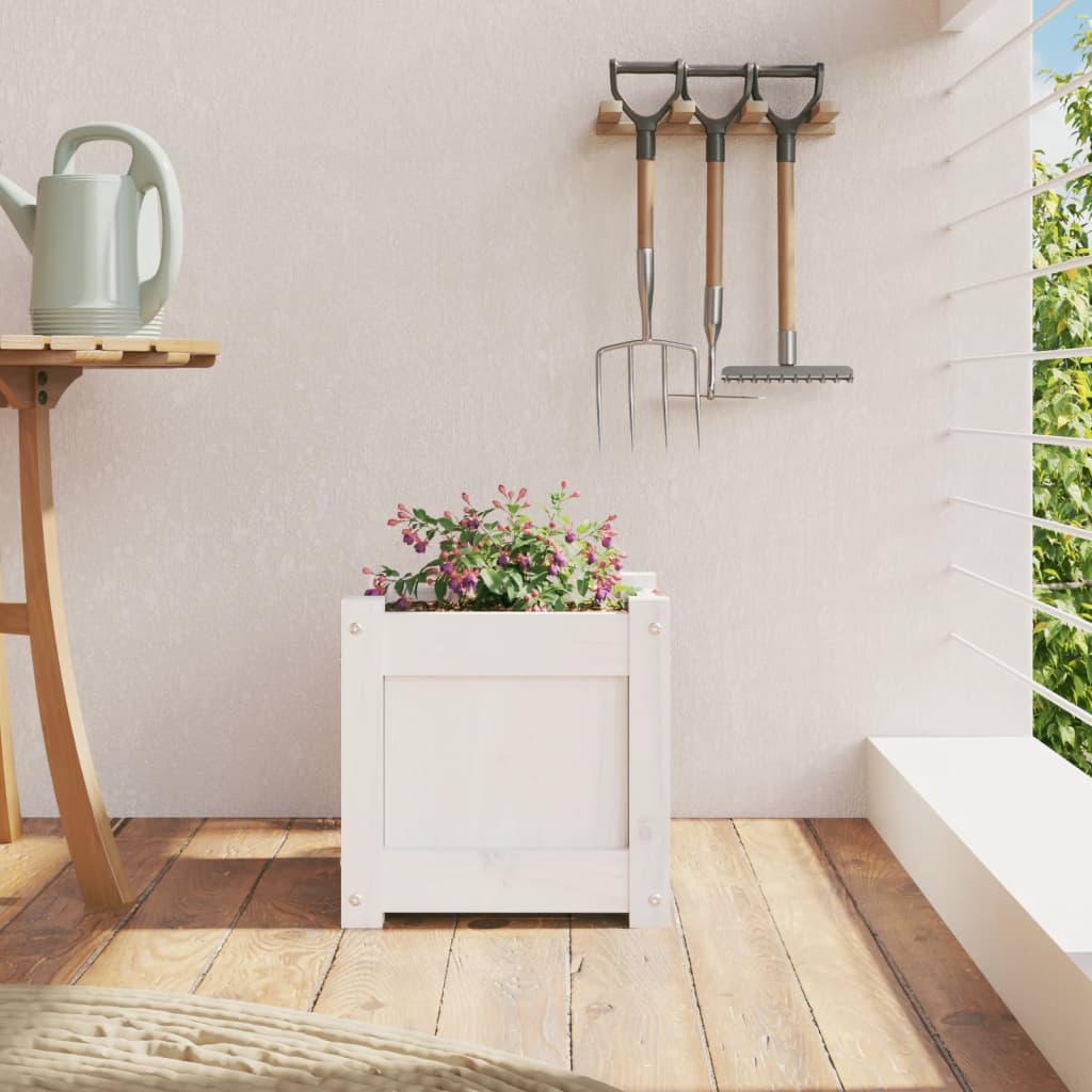 Vidaxl plantenbak 31x31x31 cm massief groenhout wit