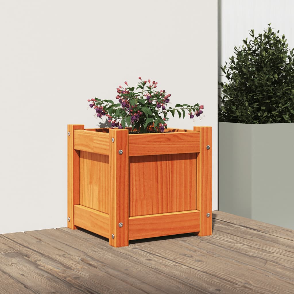 Vidaxl plantenbak 31x31x31 cm massief groenhout wasbruin