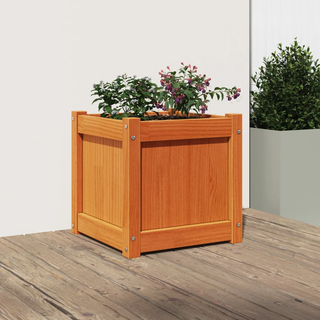 Vidaxl plantenbak 40x40x40 cm massief groenenhout wasbruin