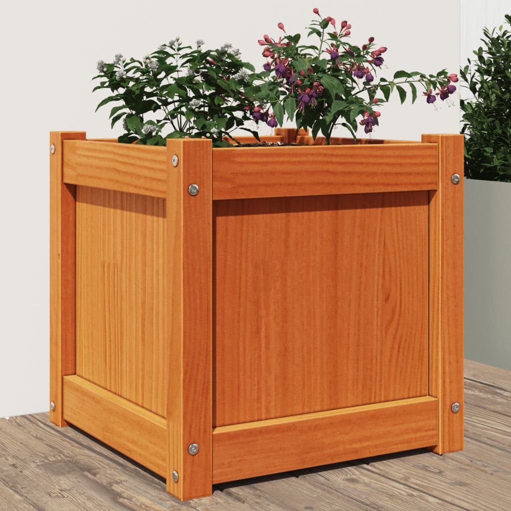 Vidaxl plantenbak 40x40x40 cm massief groenenhout wasbruin