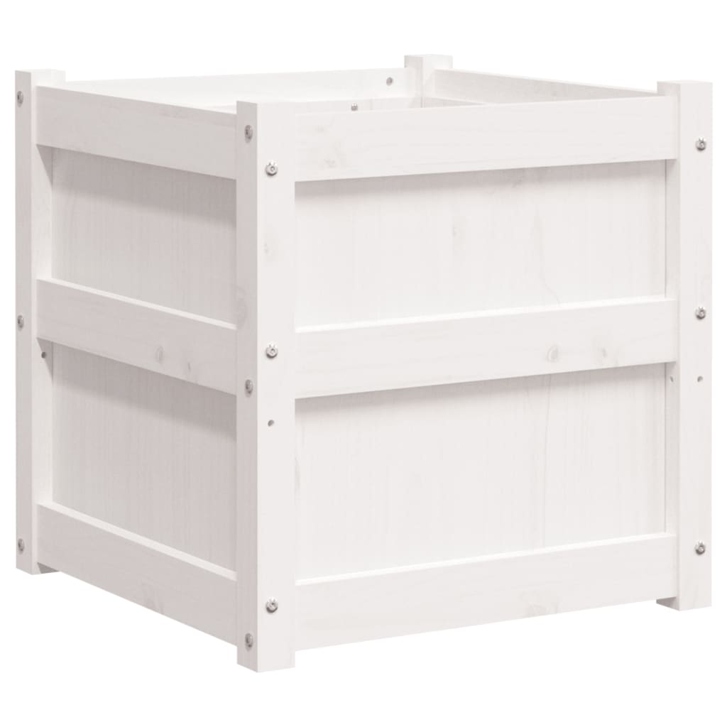 Vidaxl plantenbak 50x50x50 cm massief groenhout wit