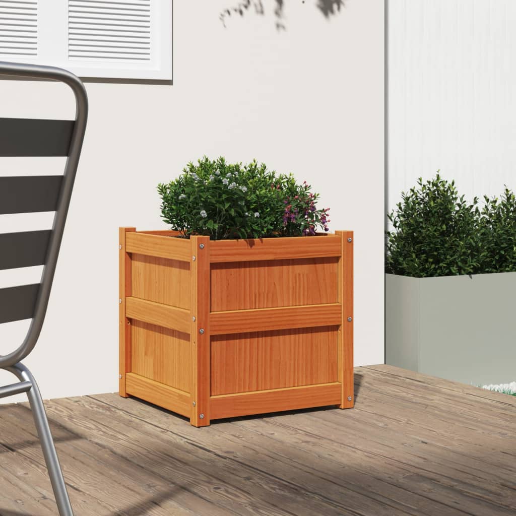 Vidaxl plantenbak 50x50x50 cm massief groenenhout wasbruin