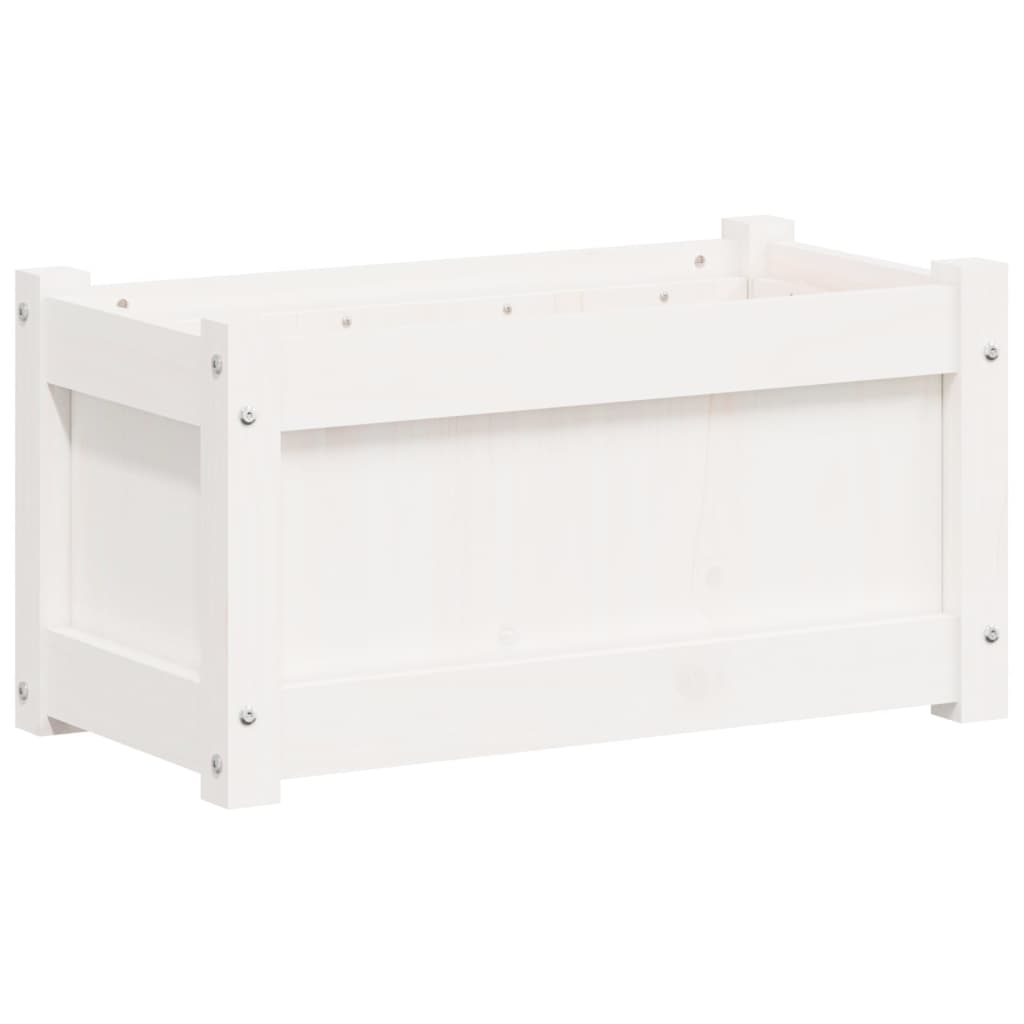 Vidaxl plantenbak 60x31x31 cm massief groenhout wit