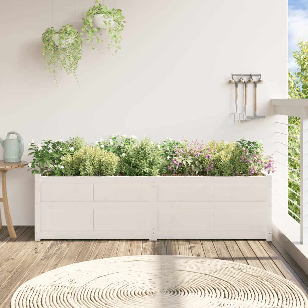 Vidaxl plantenbak 180x50x50 cm massief groenhout wit