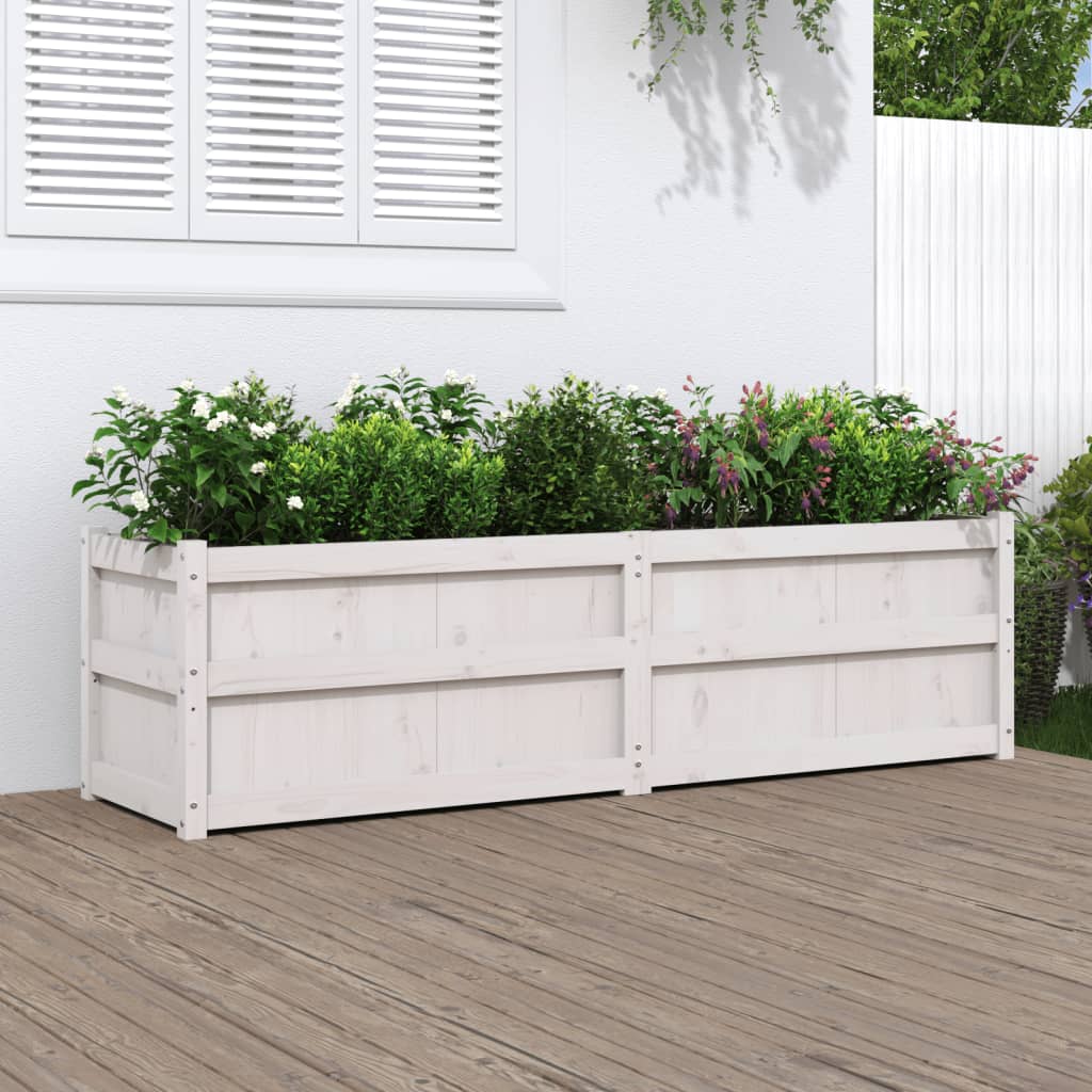 Vidaxl plantenbak 180x50x50 cm massief groenhout wit