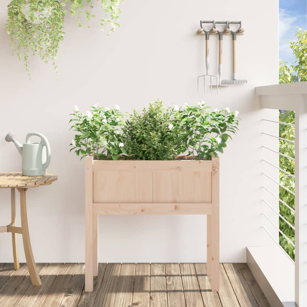 Vidaxl plantenbak met poten 70x31x70 cm massief groenhout