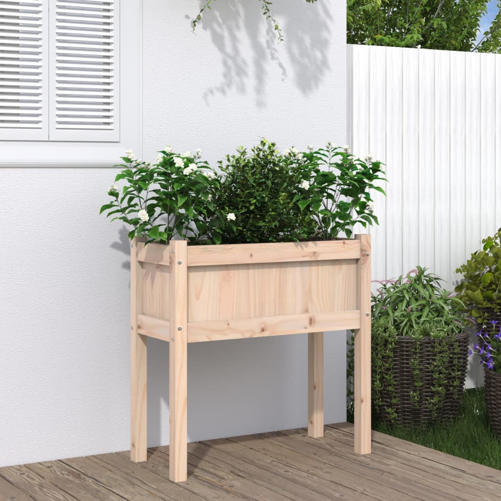 Vidaxl plantenbak met poten 70x31x70 cm massief groenhout