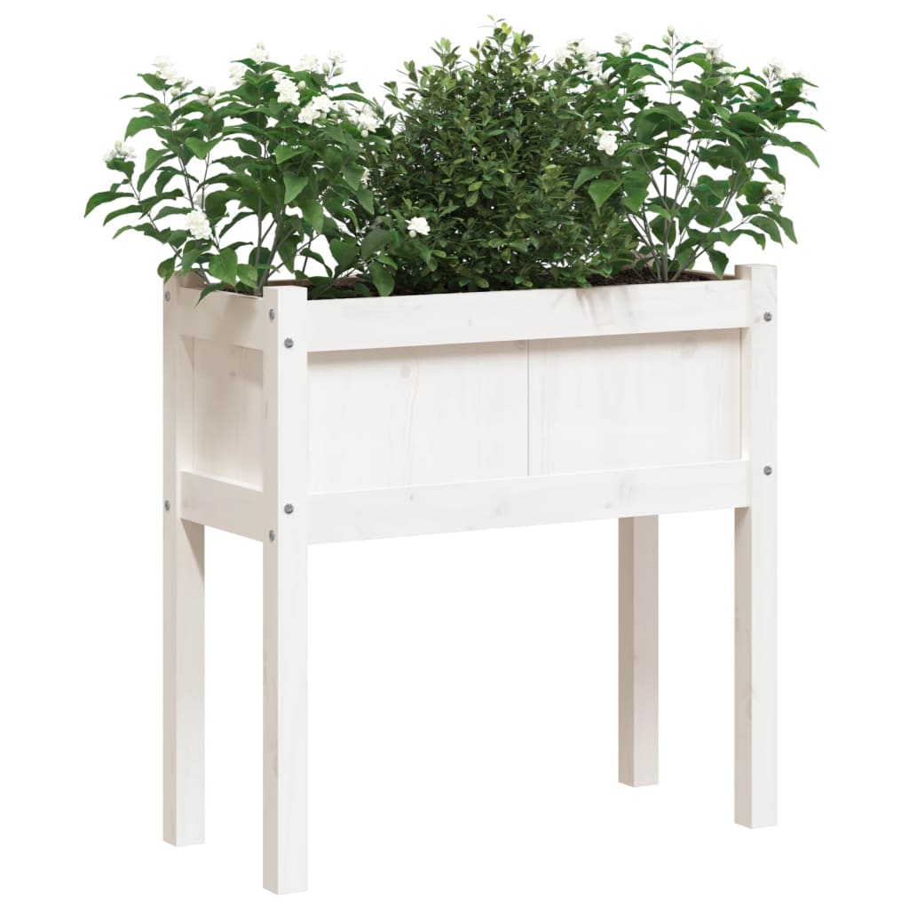Vidaxl plantenbakken met poten 2 st massief groenhout wit