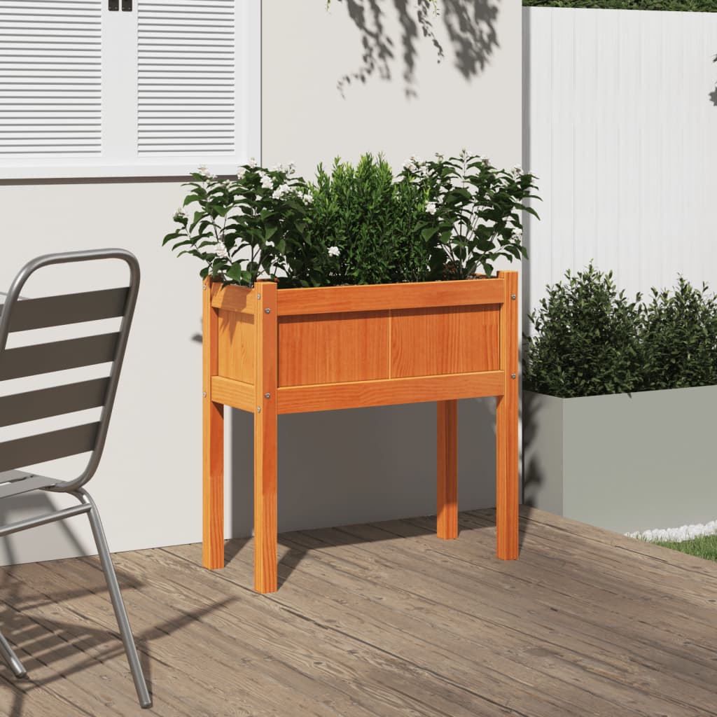 Vidaxl plantenbak met poten 70x31x70 cm groenhout wasbruin