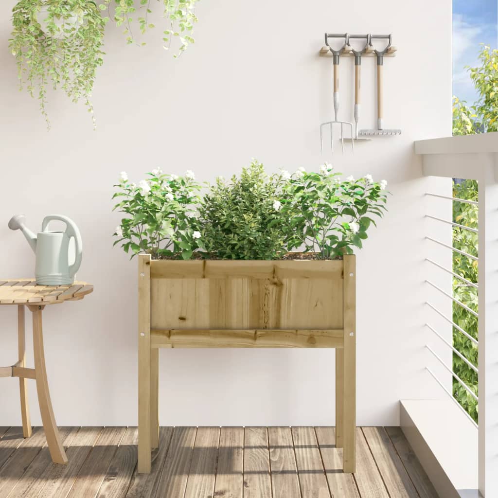 Vidaxl plantenbak met poten 70x31x70 cm geïmpregneerd groenenhout