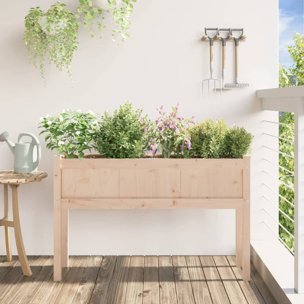 Vidaxl plantenbak met poten 110x31x70 cm massief groenhout