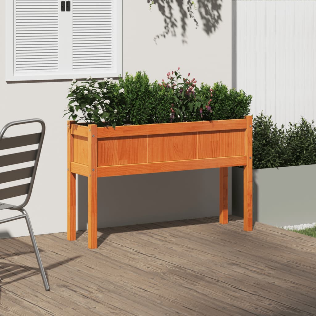 Vidaxl plantenbak met poten 110x31x70 cm groenhout wasbruin