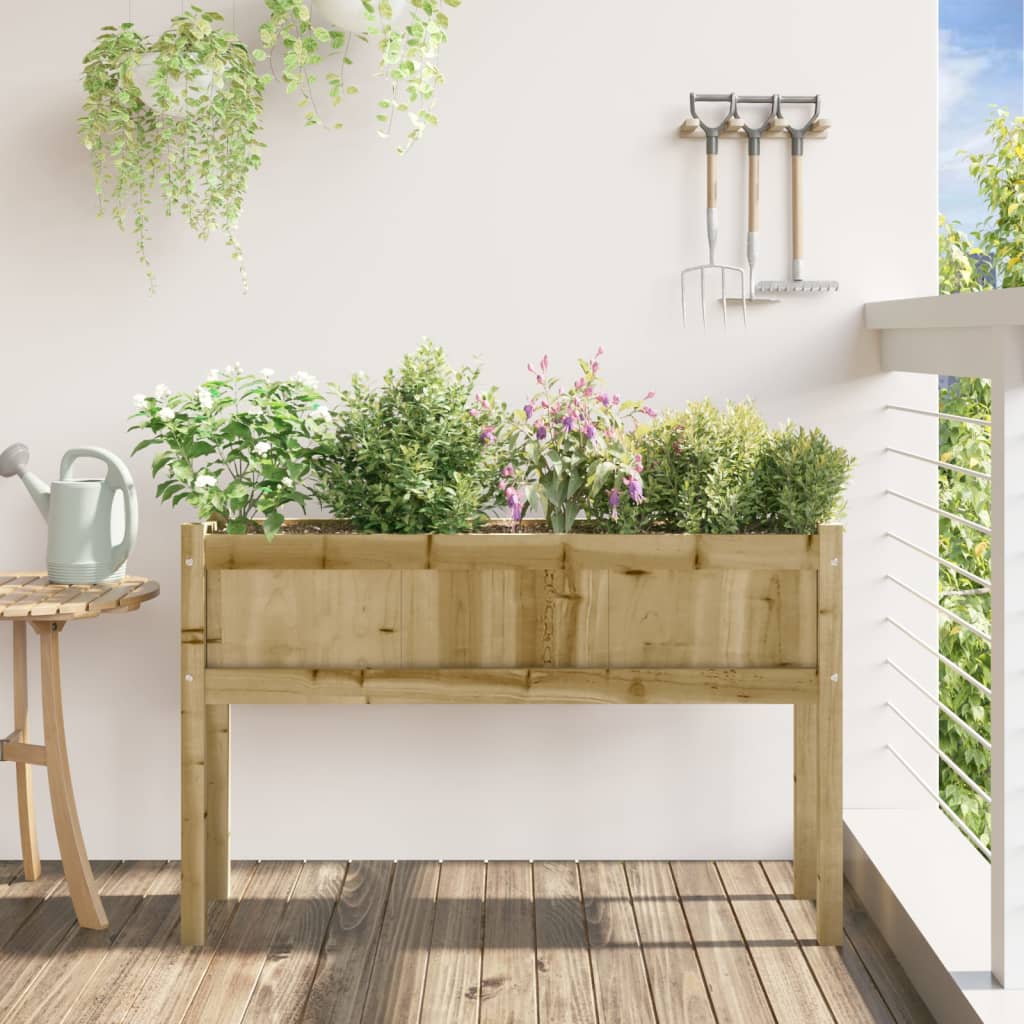 Vidaxl plantenbak met poten 110x31x70 cm geïmpregneerd groenenhout