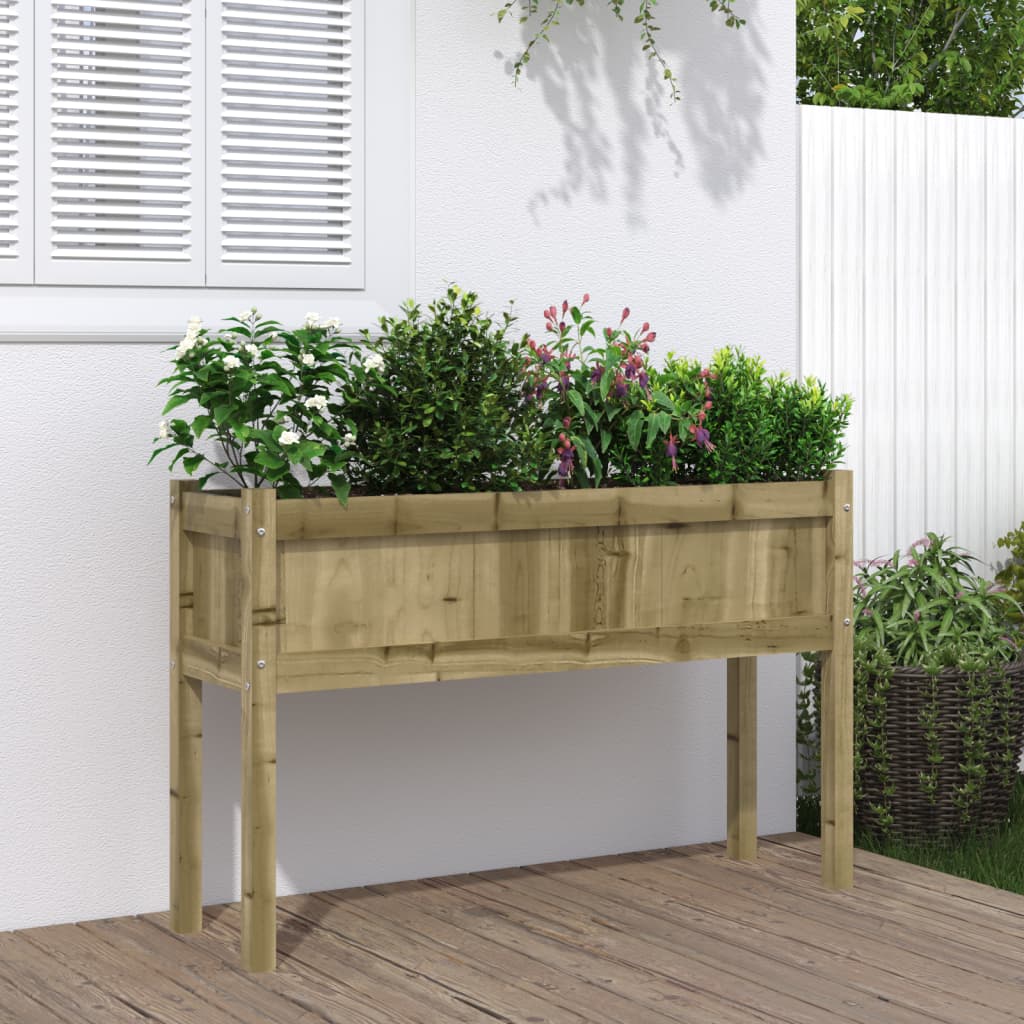 Vidaxl plantenbak met poten 110x31x70 cm geïmpregneerd groenenhout