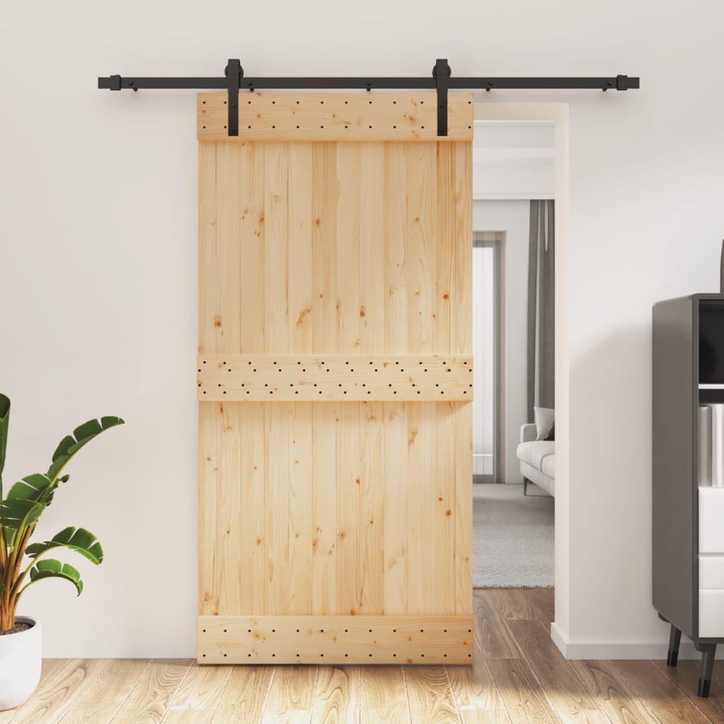 VidaXL Schuifdeur met beslag 100x210 cm massief groenhout