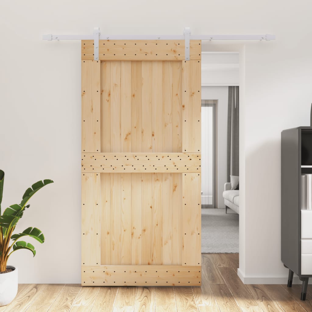 VidaXL Schuifdeur met beslag 100x210 cm massief groenhout