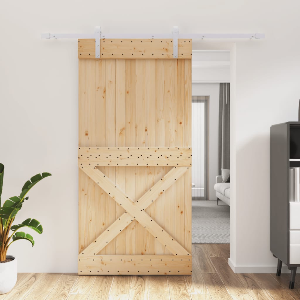 VidaXL Schuifdeur met beslag 100x210 cm massief groenhout