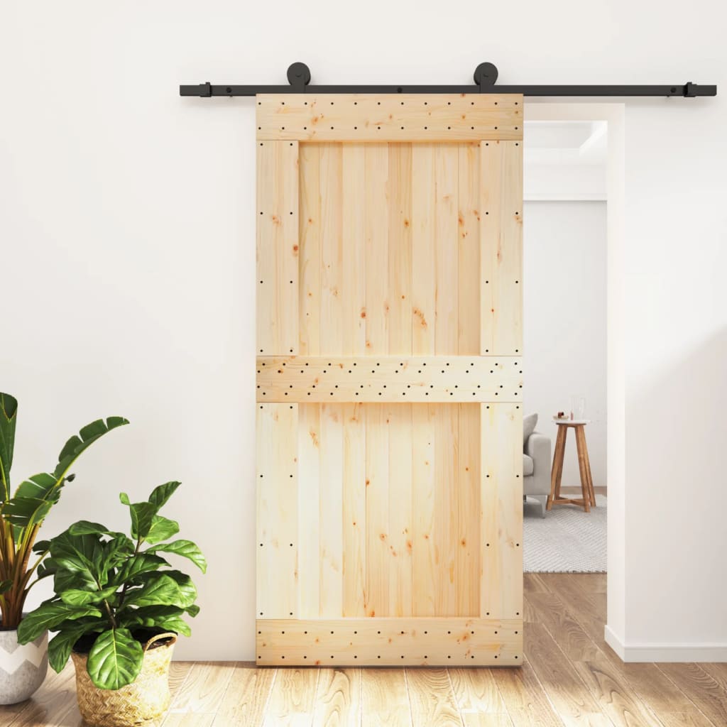 VidaXL Schuifdeur met beslag 100x210 cm massief groenhout