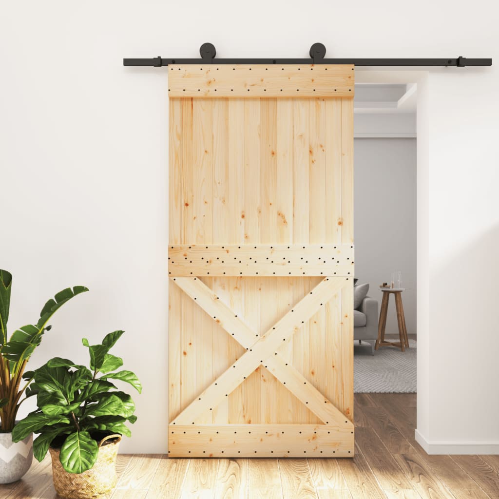 VidaXL Schuifdeur met beslag 100x210 cm massief groenhout