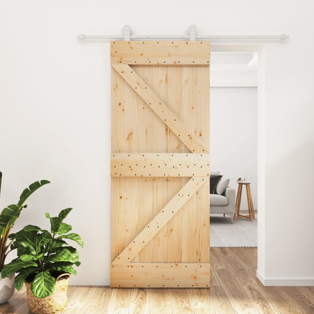 VidaXL Schuifdeur met beslag 85x210 cm massief grenenhout