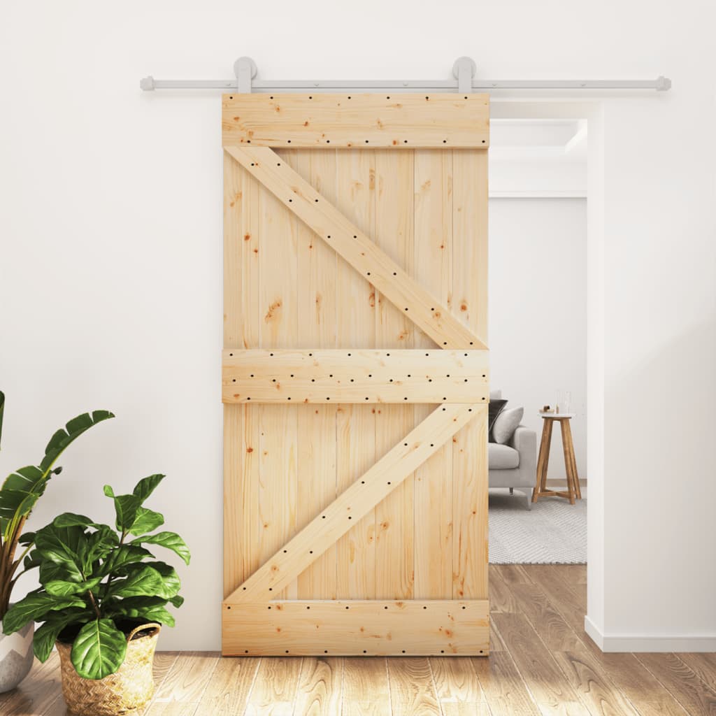 VidaXL Schuifdeur met beslag 100x210 cm massief groenhout
